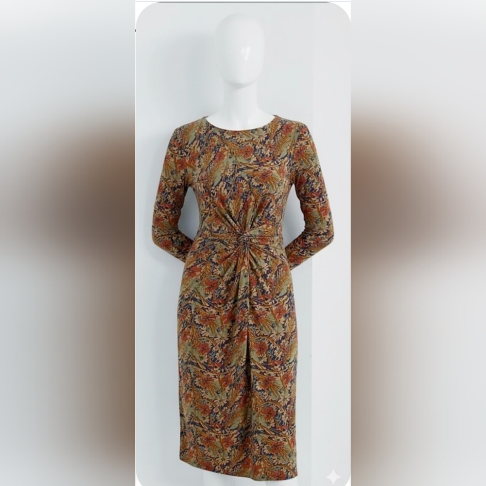 Ralph Lauren Midi Dress Knit Paisley Career Capsule Modest Soft Stretch New 6